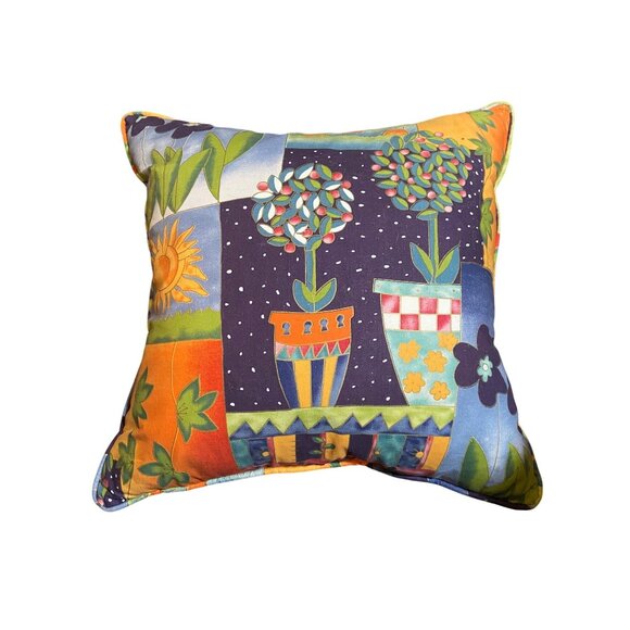 Sofa Pillow Geometric Throw Floral Celestial Colorful 16” Sq, 5” Deep Exc.Cond. - Picture 2 of 5